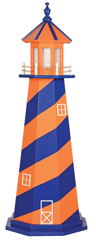 Cape Hatteras in Bright Blue and Orange Wooden Lighthouse with Base - 6 Feet