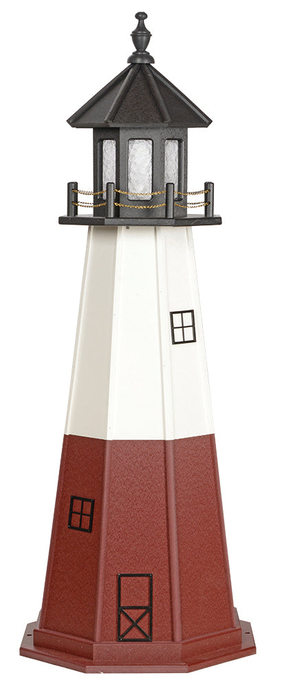 Black top, white mid-section, and red bottom Wooden Lighthouse - 5 Feet 