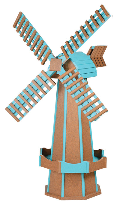 Cedar and Aruba Blue Amish Made Poly Windmill - Medium