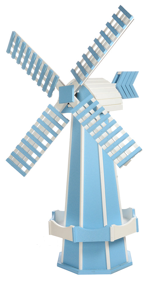 Medium Size Poly Windmill - Powder Blue and White
