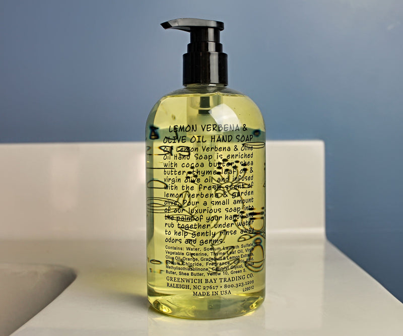 Lemon Verbena & Olive Oil Kitchen Hand Soap back of bottle