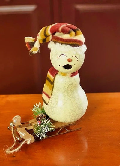 Adorable Small Blizzard Snow-girl made from real gourds