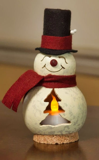Easton the dapper Miniature Snowman Gourd for Winter and Christmas decorating.