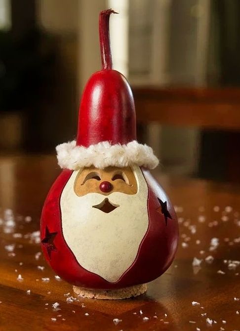 Jolly Miniature Santa Gourd Christmas Decoration.