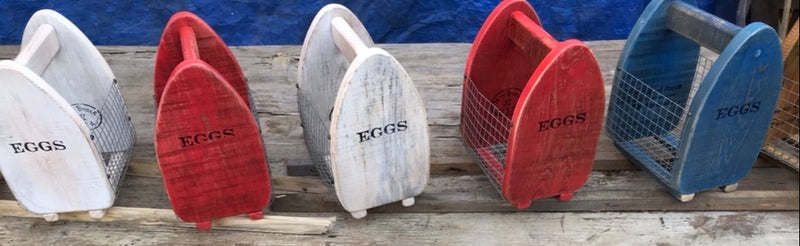 Red, White and Blue Reclaimed Wood Egg Baskets