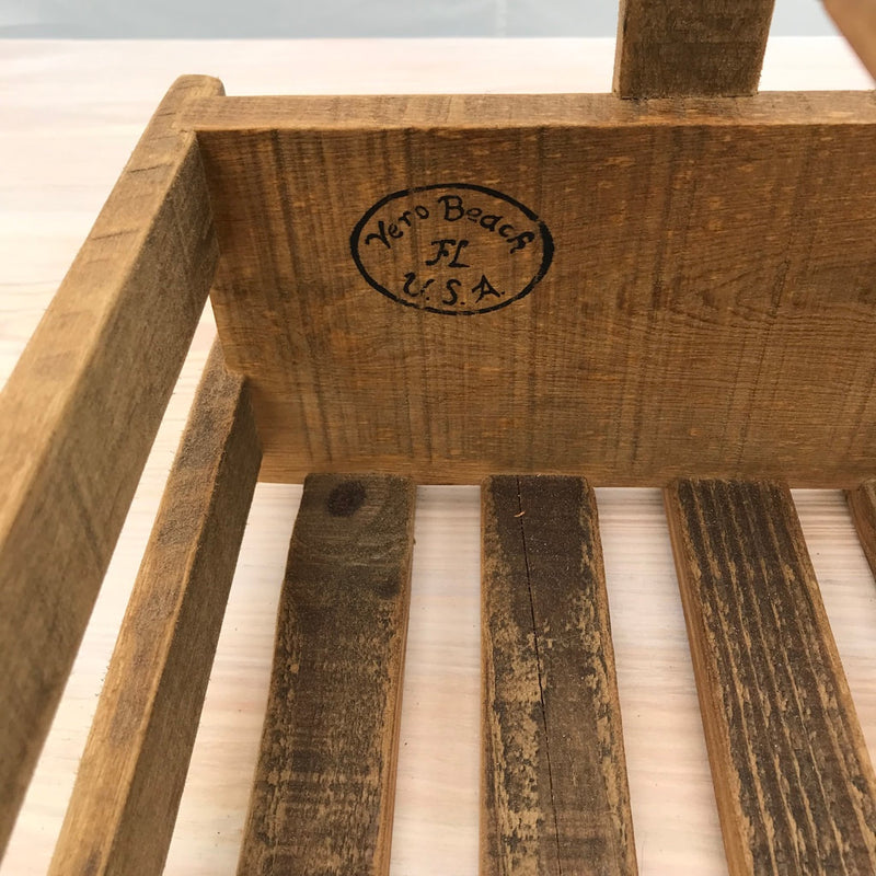 Inside view of the Reclaimed Pallet Wood Basket with Handle