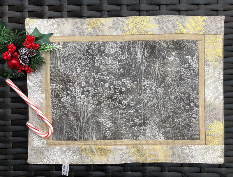 Winter Forest/Nordic Reindeer on Gray Christmas placemats