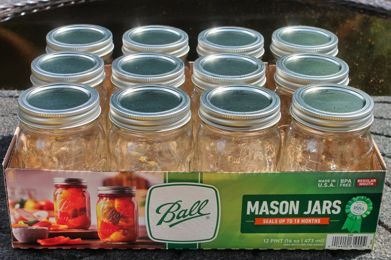 Top view of a case of Mason Canning Jars - Regular 16 oz. (Pint) Ball