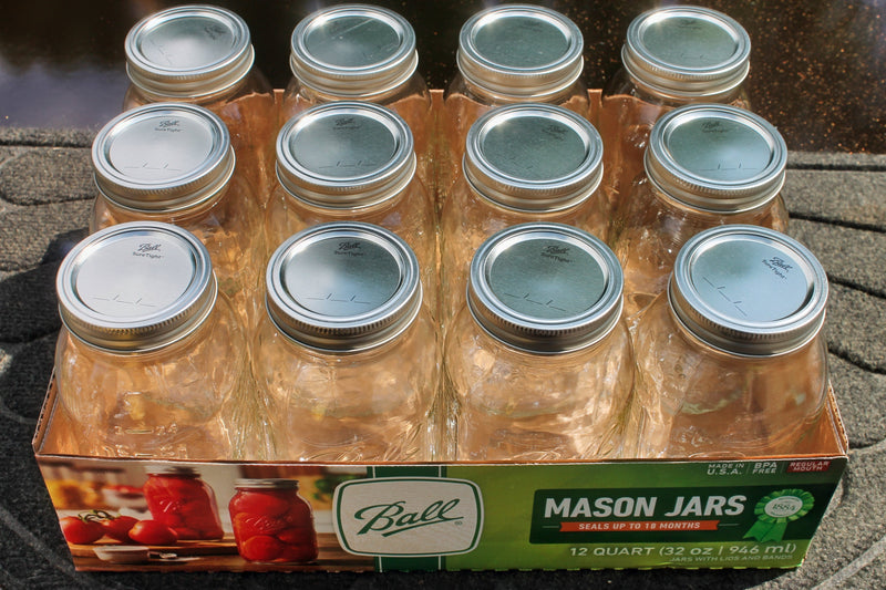 Top view of a case of Mason Canning Jars - Regular 32 oz. (Quart) Ball