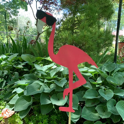 Matte Finish on Jumbo Groovy Flamingo Garden Stake.