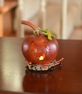 Miniature Fredrick Pumpkin Gourd - Halloween Decoration
