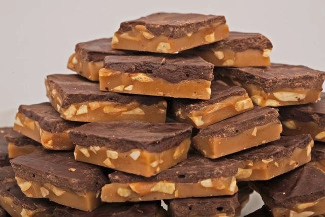 Mild Chocolate Toffee on a tray