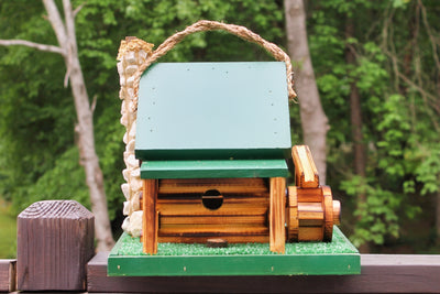 Green Amish Made Grist Mill Birdhouse from Harvest Array.