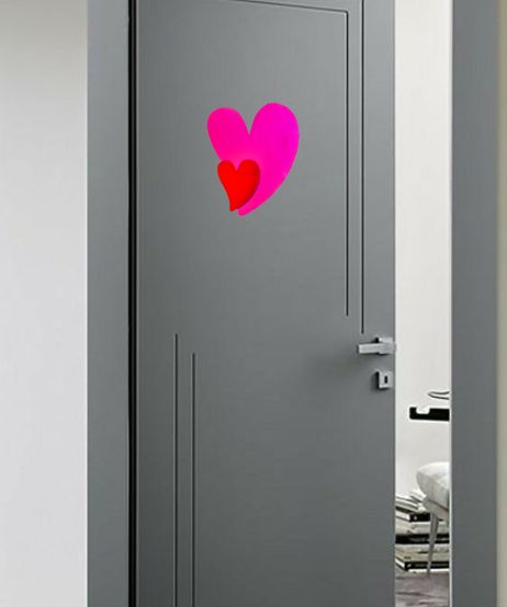 Modern Heart Duo Door Hanger on Office Door