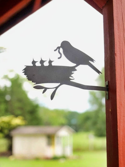 Momma and Baby Birds Metal Statues attached to your Desk From Harvest Array