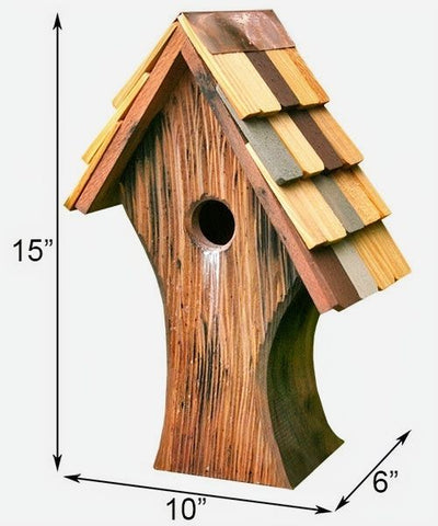 Nottingham Bird House Dimensions: 10W x 6 D x 15 H in inches.