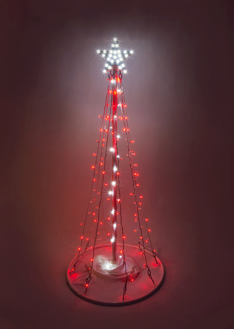 LED Lighted Pine Tree of Ohio - Red Tree Lights with a White Star in the Dark