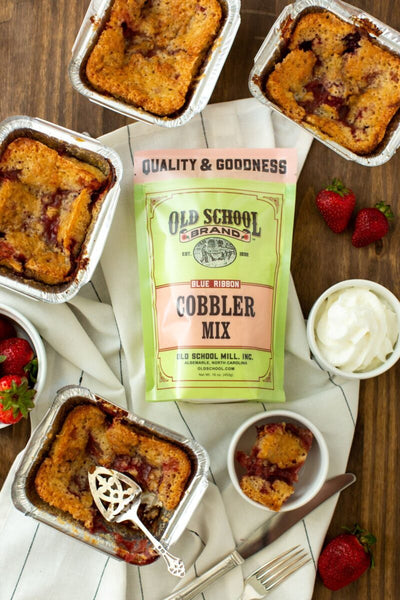Our 16oz. package of Cobbler Mix can make a 9x13 pan of your favorite fruit cobbler or mini pans or souffle cups too.