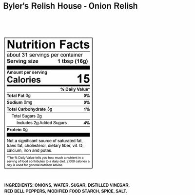 Byler's Onion Relish Nutritional Facts