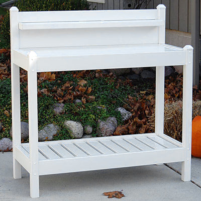 White Potting Bench with 3 Shelves