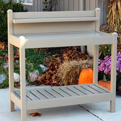 Mocha Potting Bench with 3 Shelves