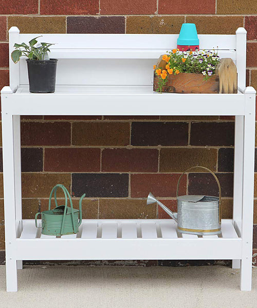  Potting Bench with 3 Shelves in use shown in white
