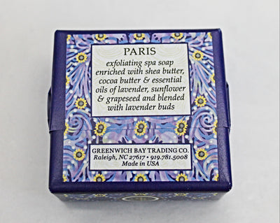 Ingredients in Paris Exfoliating Mini Spa Soap in a 1.9 ounce square bar.