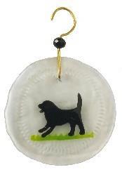 Beer bottle suncatcher of a  Puppy playing