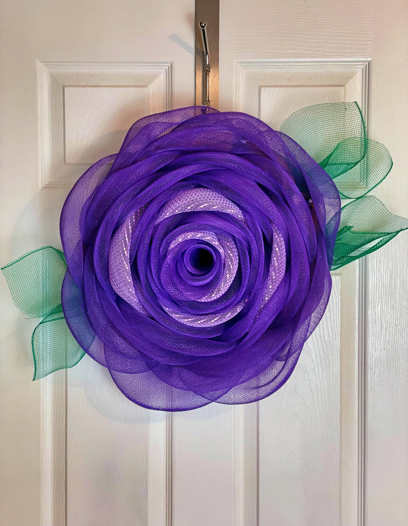 Handmade Purple Flower Shaped Wreath made with Deco Mesh for Harvest Array