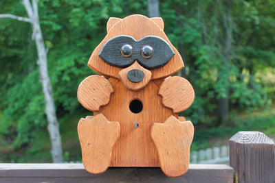 Raccoon Shaped Amish Made Birdhouses From Harvest Array