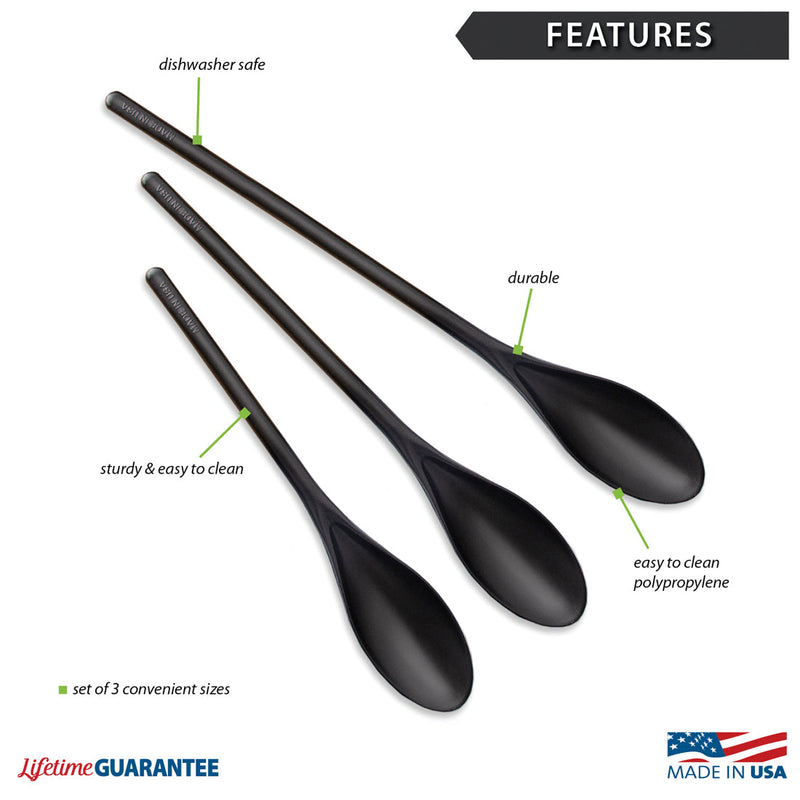 Rada Set of 3 Mixing Spoons are durable and dishwasher safe.
