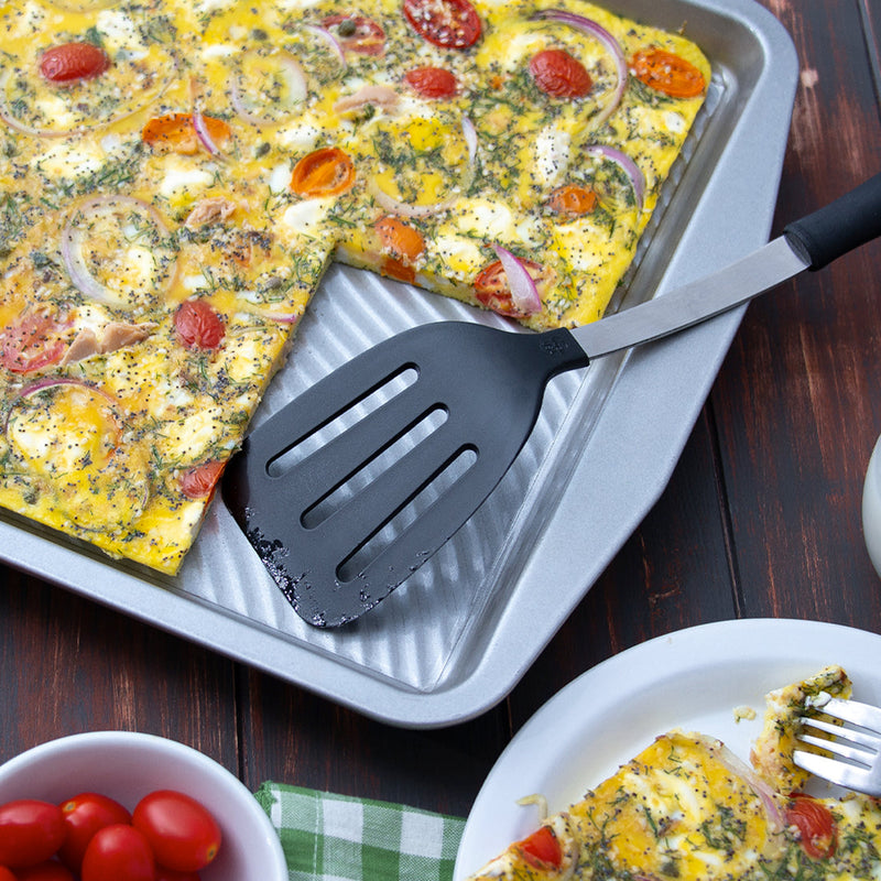 Serve your next pizza with the Rada Non-Scratch Slotted Turner.  From Harvest Array.