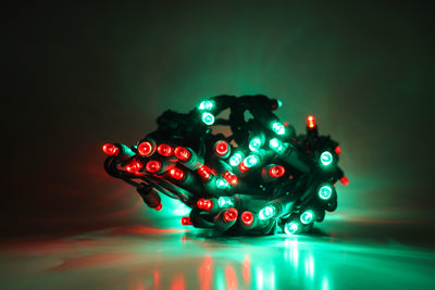 Outdoor LED Lighted Christmas Tree with Green Base and Red and Green Tree Lights