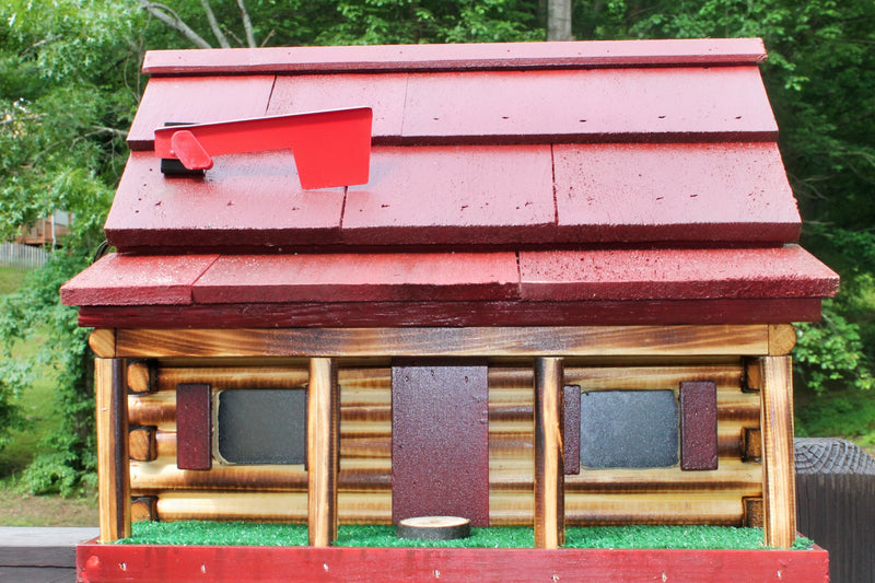 Amish Made Red Log Cabin Mailbox From Harvest Array