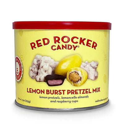 Lemon Burst Pretzel Mix from Red Rocker is available in a  a 9 ounce can on Harvest Array