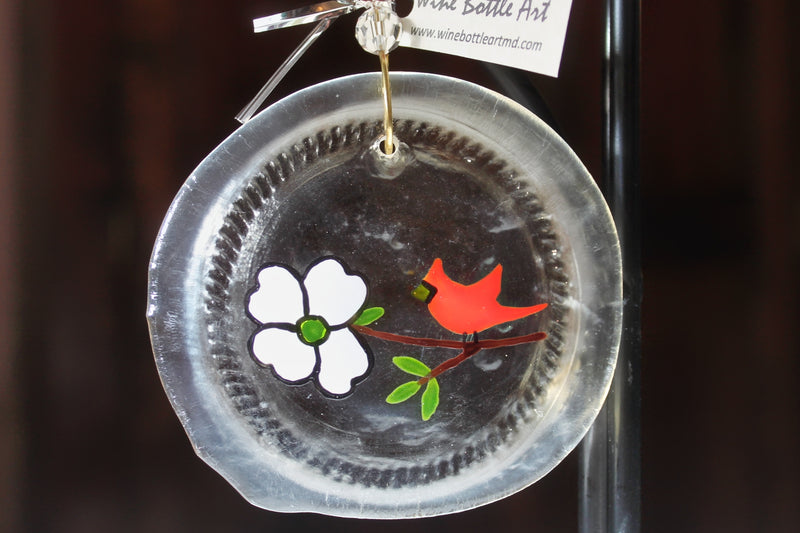 Birds with flowers glass ornament and suncatcher