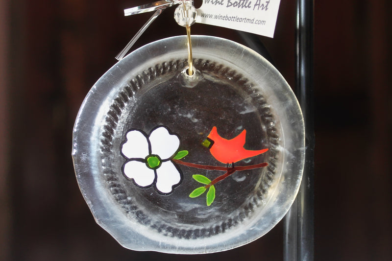 Birds with flowers glass ornament and suncatcher