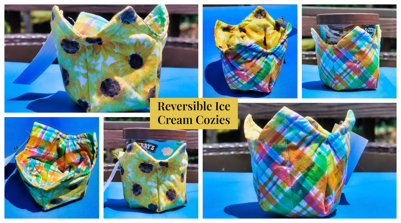 Sunflower Reversible Ice Cream Pint Cozies