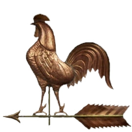This Rooster Weathervane is made of Copper and hand hammered to add every last detail in the feathers, tail, and wattle.
