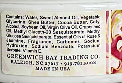 Rosewater & Jasmine Botanic Body Butter ingredients