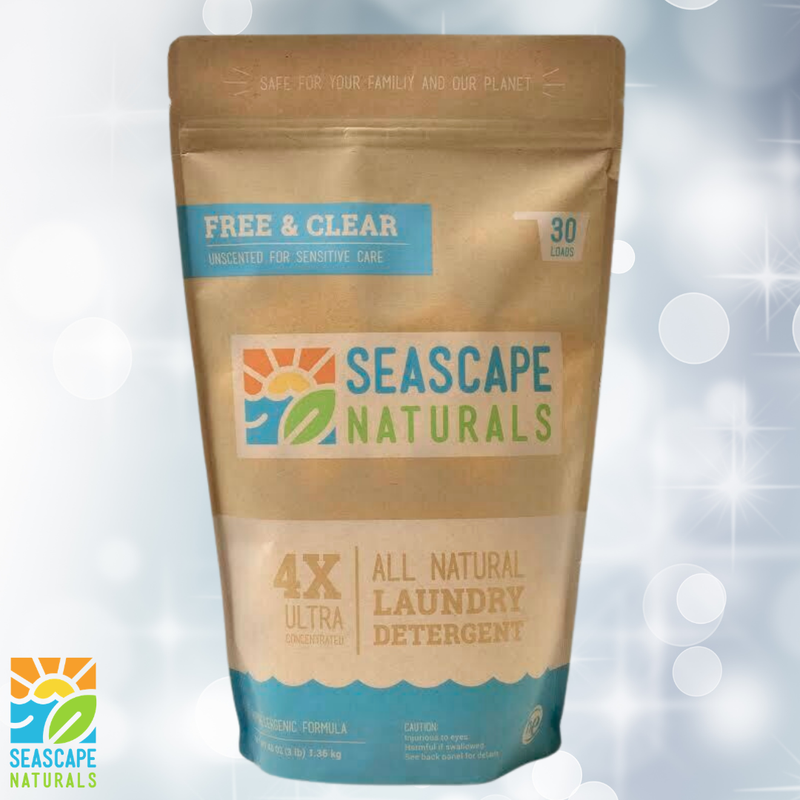 Seascape Naturals Laundry Detergent is all-natural, non-toxic, and biodegradable.