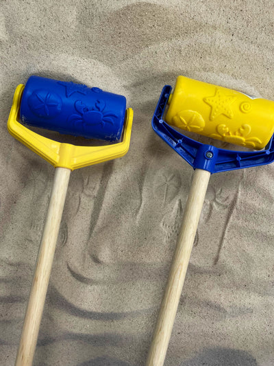 Seashell Roller for the Beach in blue and yellow will made the perfect designs in the sand