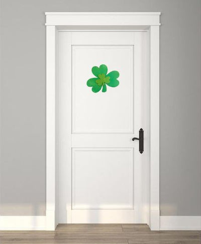 Due Shamrock with Shimmer Accent Finish Door Hanger on a white interior door.