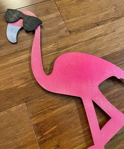 Groovy Flamingo 12 inch Wooden Garden Stake with Shimmer Finish