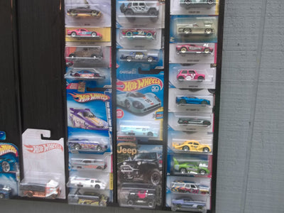 Side panel of the Display Case Rack for Packaged 4.25 Wide Die Cast Cars Matchbox, Hot Wheels For Up To 100 cars.  From Harvest Array