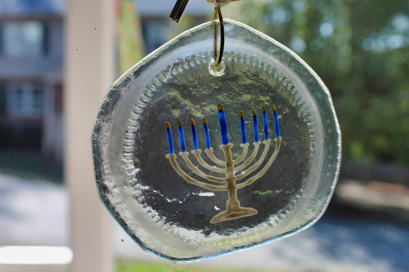 Silver Menorah suncatcher