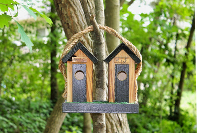 Black His and Hers Mini Double Outhouse Birdhouse in the Tree, built by the Amish in Lancaster , Pennsylvania from Harvest Array