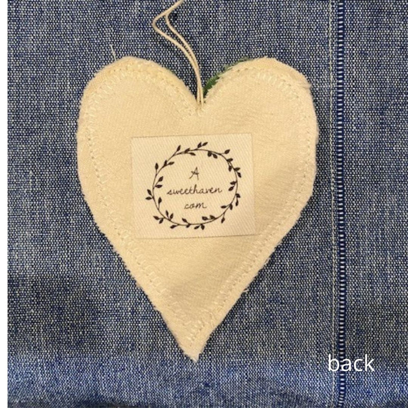 Back of Small Quilt Heart Hanging, with you, I am home, showing Vendor&