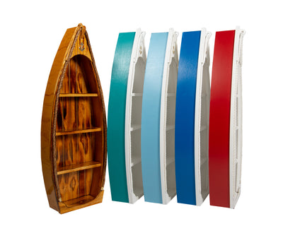 Small Rowboat Wooden Bookshelves 4 Feet High in Stained wood or 4 different colors