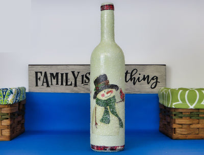 Snowman Hand Painted Decorative Bottle From Harvest Array